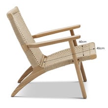 Hans Wegner Replica Oak Wood & Rattan Lounge Chair